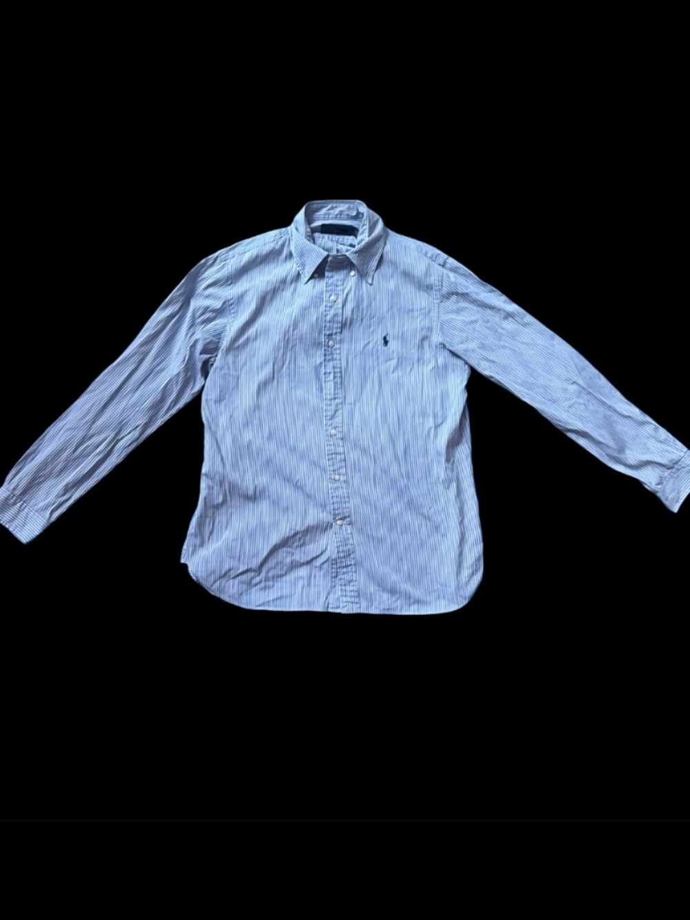 Ralph‎ Lauren Blue White Pinstripe Button Down Dress Shirt 100% Cotton | 16.5/42